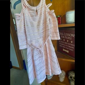 Justice pink cold shoulder dress size 7
